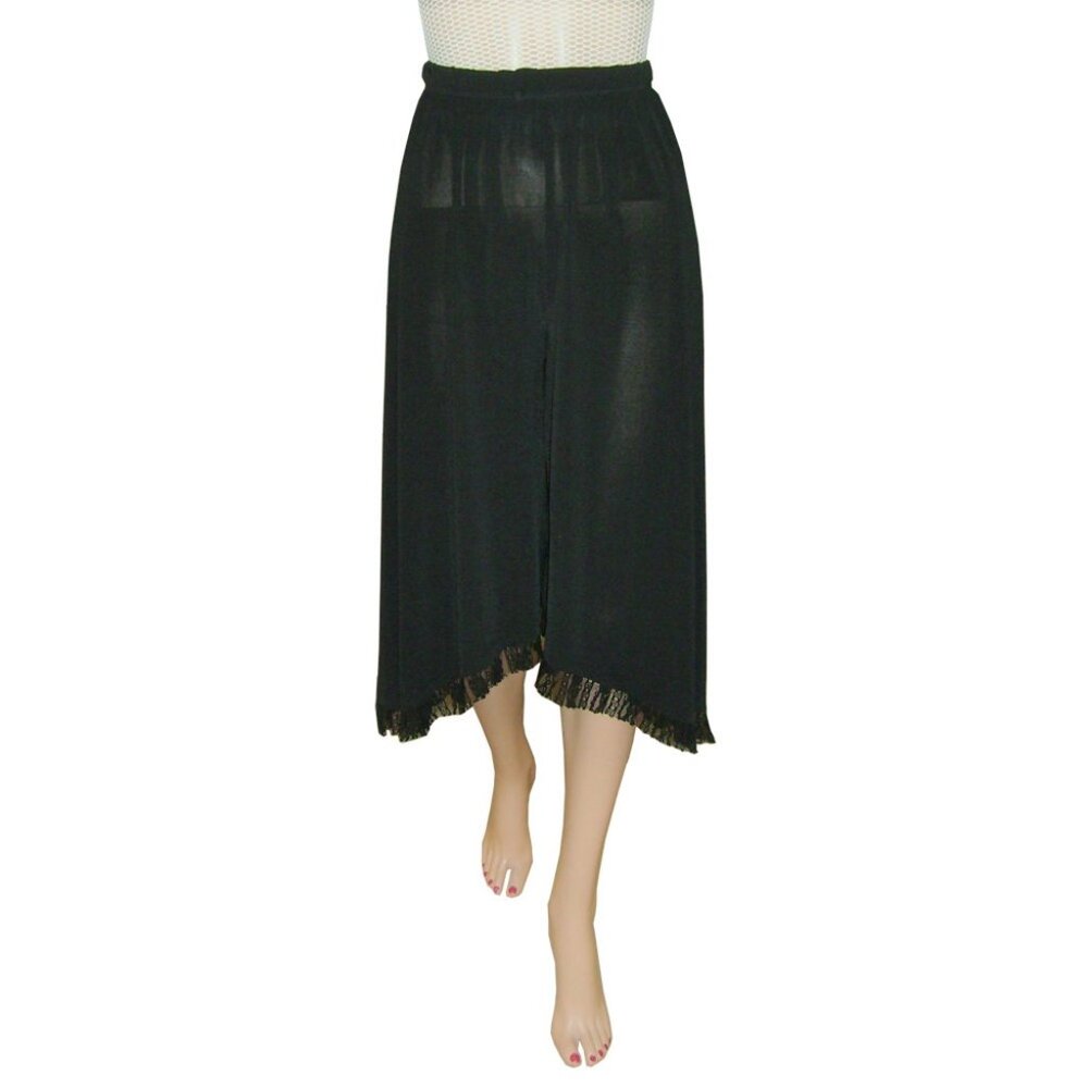 NWT Women's High Waisted Black Summer Skirt Pants Lightweight Capri Crop Pants